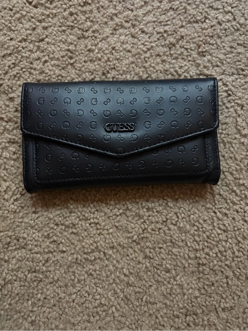 GUESS Black Embossed Envelope Wallet